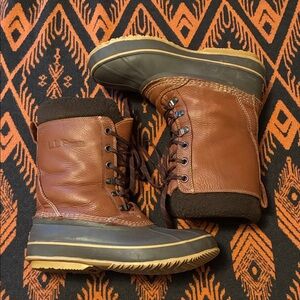 L.L. Bean Men's Brown Leather and Black Rubber Boots